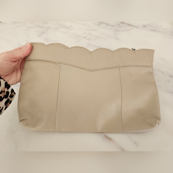 80's Beige Leather Vintage Retro Clutch - Picture 3 of 6